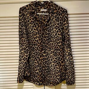 Equipment Leopard Print Silk Button-Down Shirt